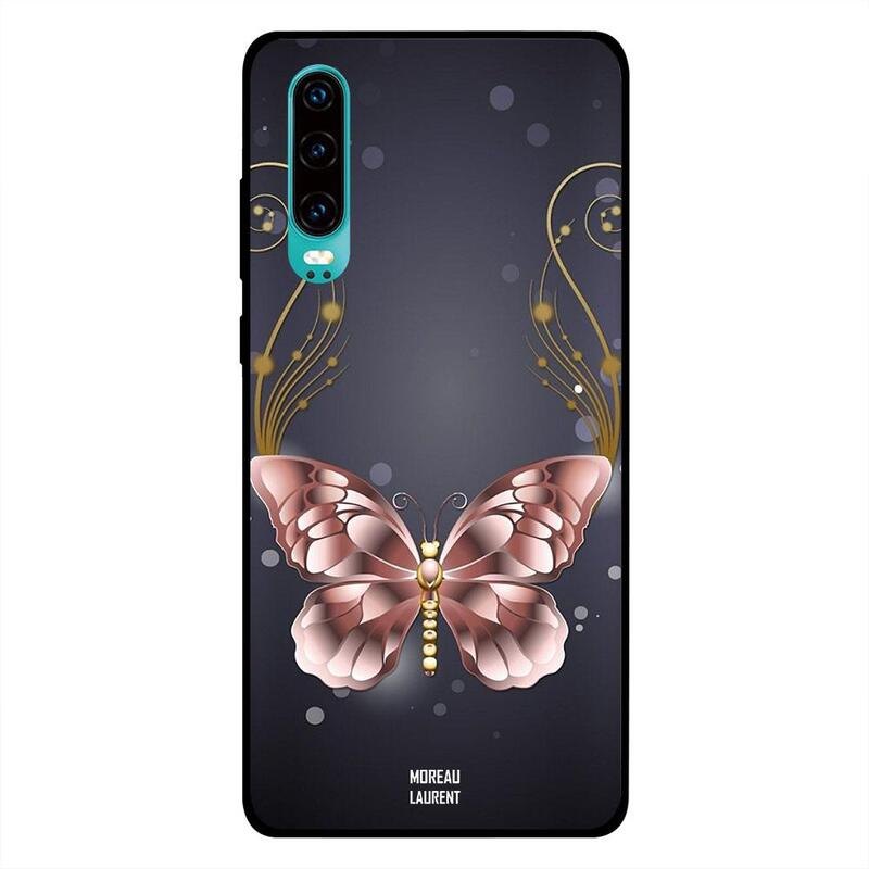 

Moreau Laurent Huawei P30 Mobile Phone Back Cover, Butterfly Grey Background