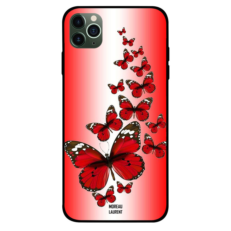 

Moreau Laurent Apple iPhone 11 Pro Mobile Phone Back Cover, Red Flying Butterflies