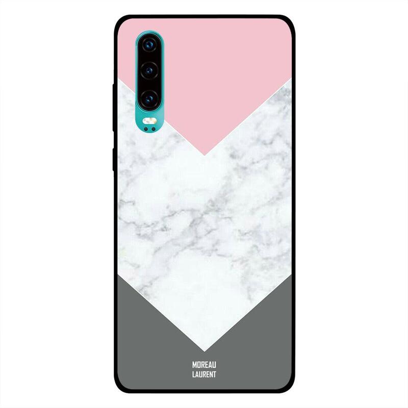 

Moreau Laurent Huawei P30 Mobile Phone Back Cover, White Marble with Grey & Pink Matt Pattern