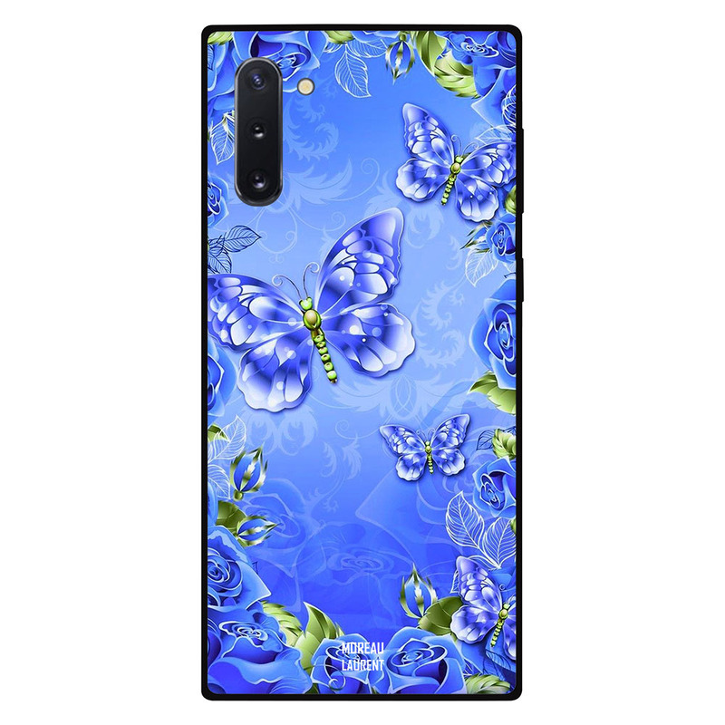 

Moreau Laurent Samsung Note 10 Mobile Phone Back Cover, Full Blue Floral and Butterflies
