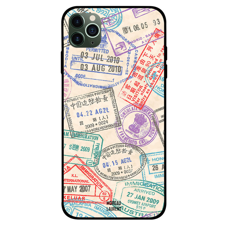 

Moreau Laurent Apple iPhone 11 Pro Max Mobile Phone Back Cover, Travel Stamps