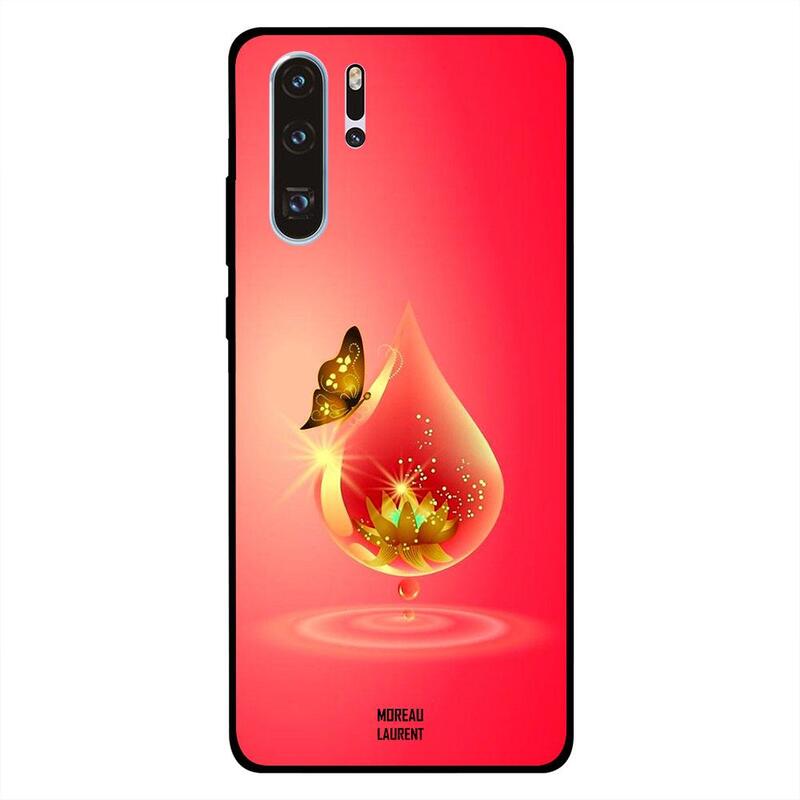 

Moreau Laurent Huawei P30 Pro Mobile Phone Back Cover, Golden Butterfly Red Waterdrop