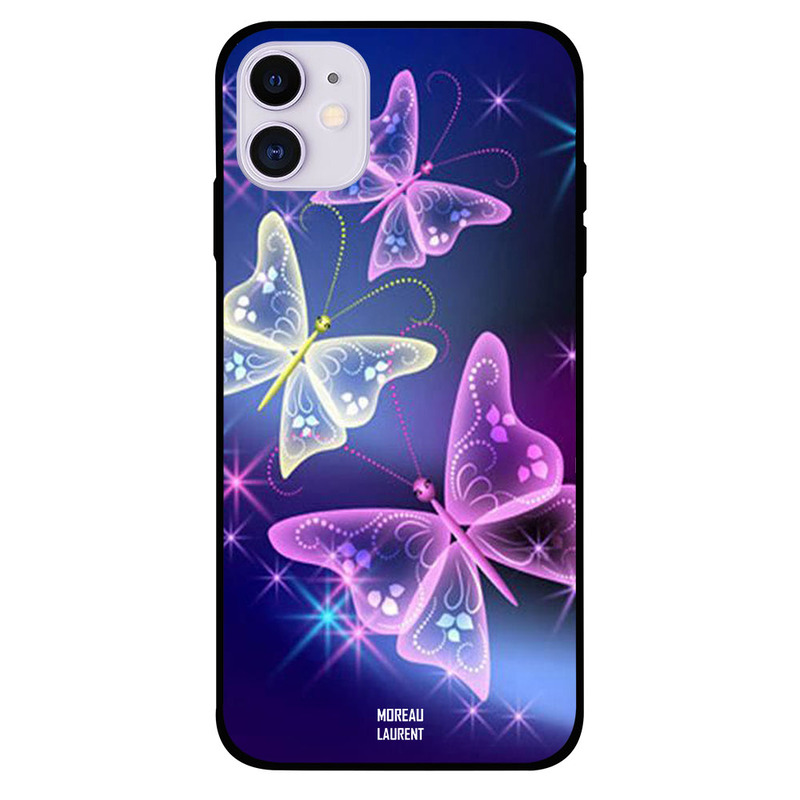 

Moreau Laurent Apple iPhone 11 Mobile Phone Back Cover, Light Yellow & Pink Butterflies