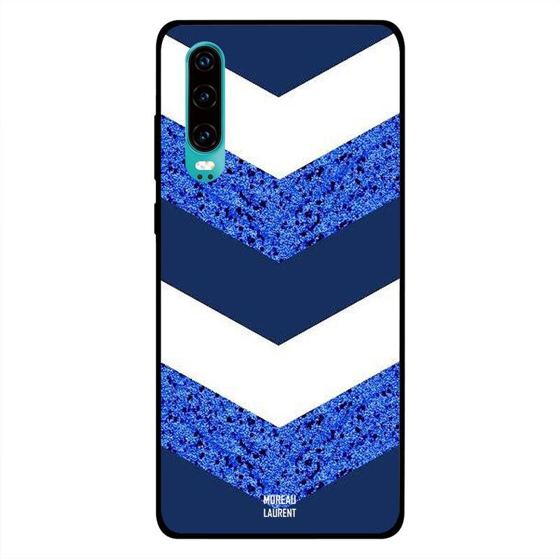 

Moreau Laurent Huawei P30 Mobile Phone Back Cover, Dark Blue Gliter & White Matt Pattern