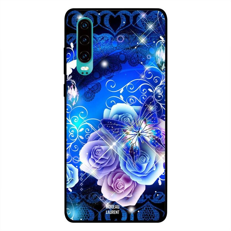 

Moreau Laurent Huawei P30 Mobile Phone Back Cover, Bluish Butterflies