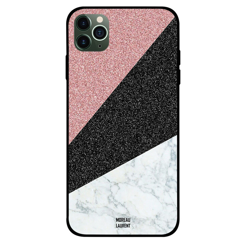 

Moreau Laurent Apple iPhone 11 Pro Max Mobile Phone Back Cover, White Marble Black & Brown Glitters Pattern