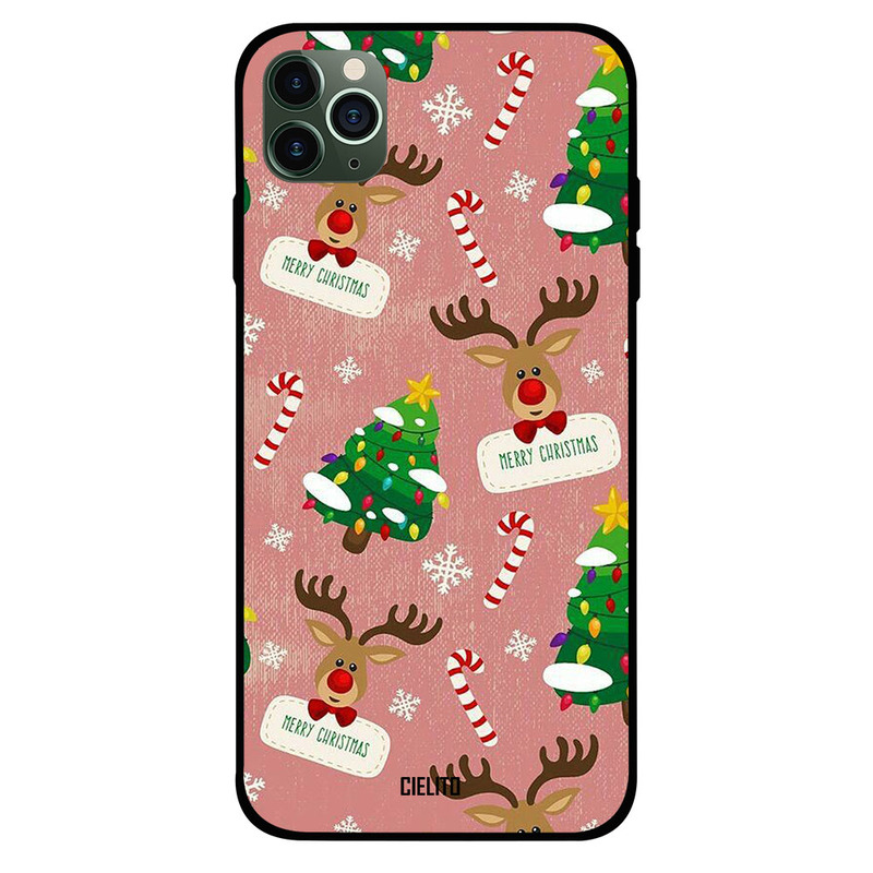 

Cielito Apple iPhone 11 Pro Max Mobile Phone Back Cover, Deer And Candy Cane