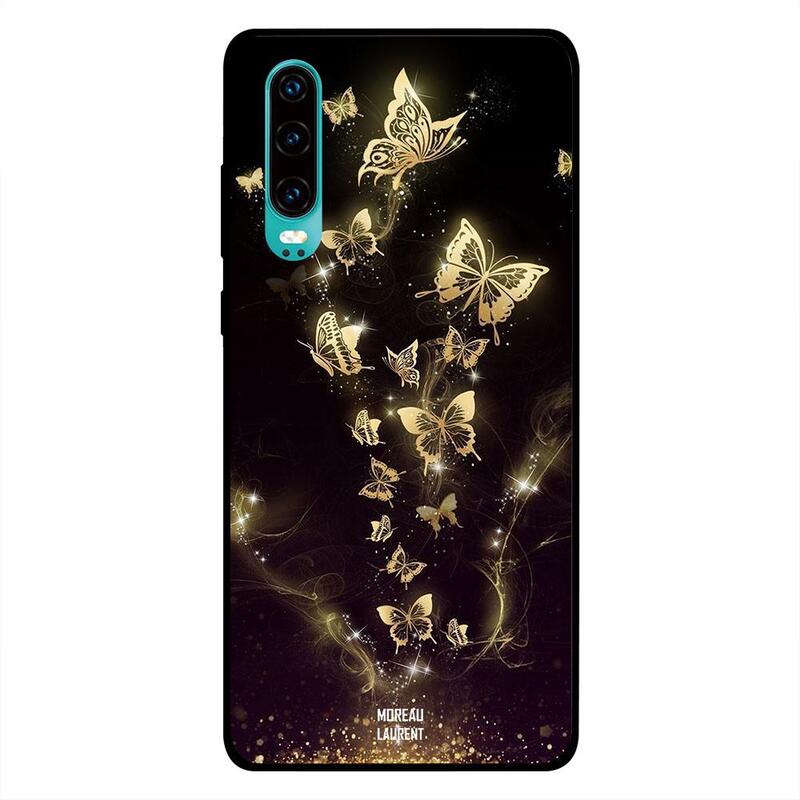 

Moreau Laurent Huawei P30 Mobile Phone Back Cover, Golden Butterflies
