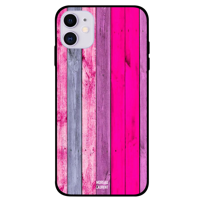 

Moreau Laurent Apple iPhone 11 Mobile Phone Back Cover, Full Pink & Grey Wooden Pattern