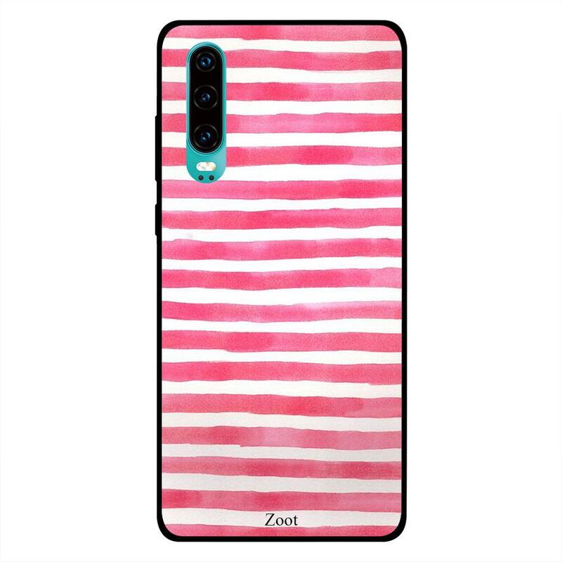 

Zoot Huawei P30 Mobile Phone Back Cover, Pink White Stripes