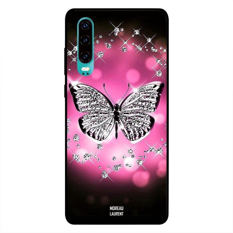 

Moreau Laurent Huawei P30 Mobile Phone Back Cover, Silver Butterfly