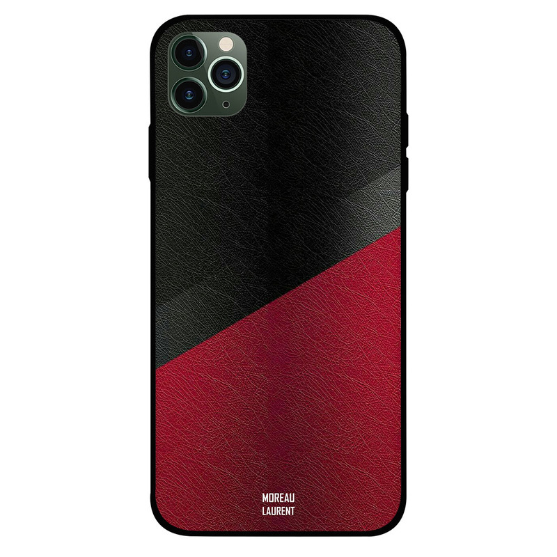 

Moreau Laurent Apple iPhone 11 Pro Mobile Phone Back Cover, Black & Red Leather Pattern