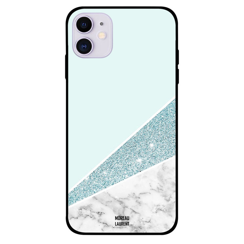 

Moreau Laurent Apple iPhone 11 Mobile Phone Back Cover, White Marble with Glitters & Plain Pattern