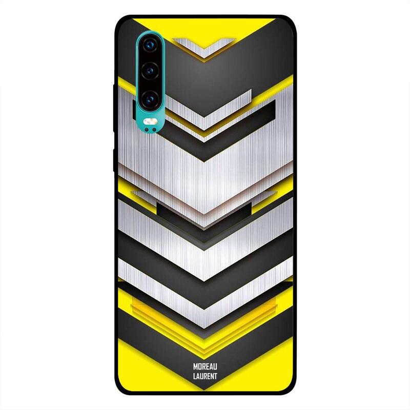 

Moreau Laurent Huawei P30 Mobile Phone Back Cover, Yellow Background Moving Steel Pattern