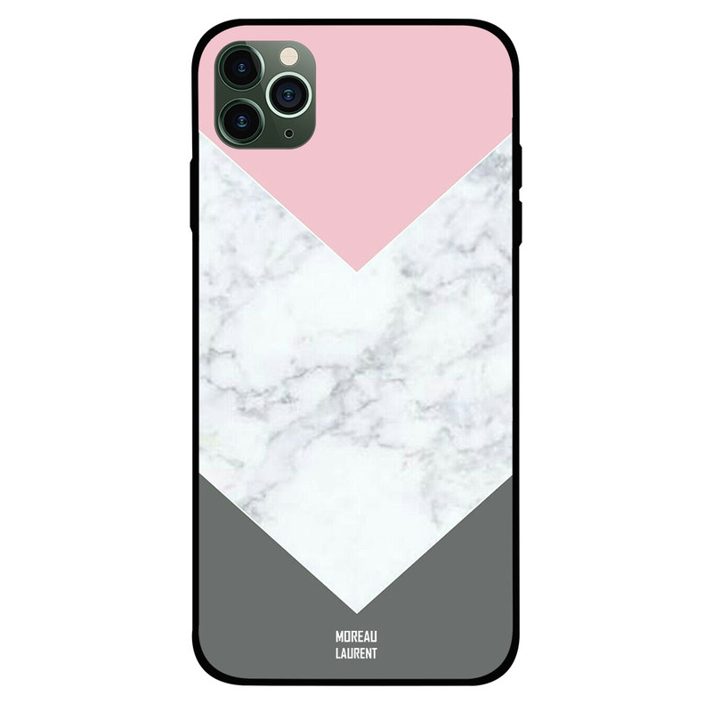 

Moreau Laurent Apple iPhone 11 Pro Max Mobile Phone Back Cover, White Marble with Grey & Pink Matt Pattern