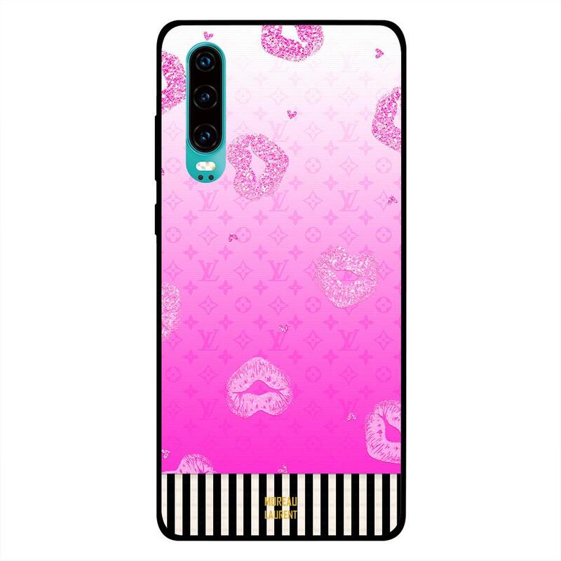 

Moreau Laurent Huawei P30 Mobile Phone Back Cover, Pink Gliiter Love Lips