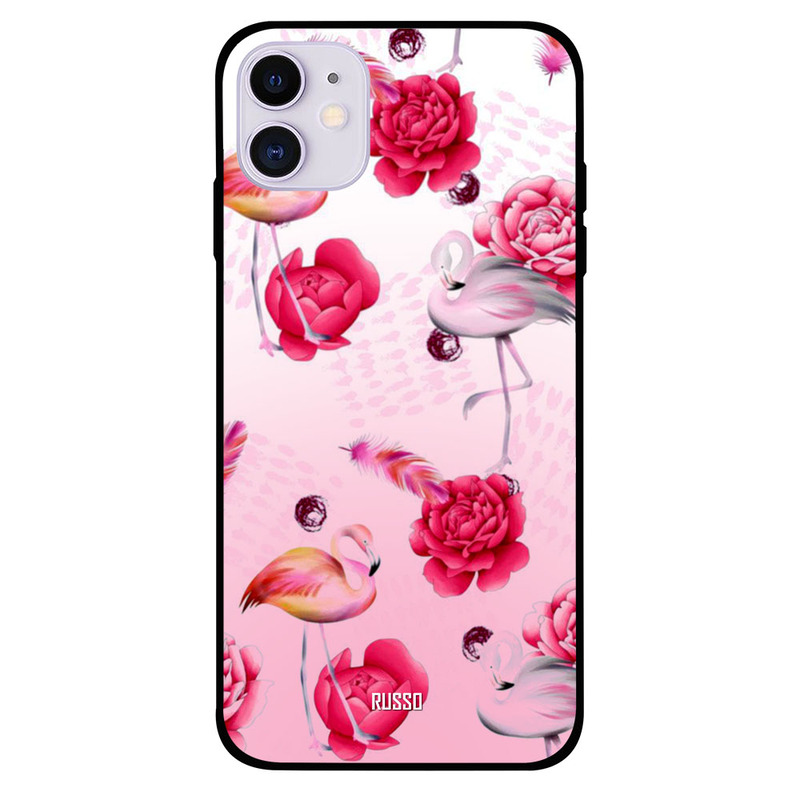 

Russo Apple iPhone 11 Mobile Phone Back Cover, Flamingo Roses