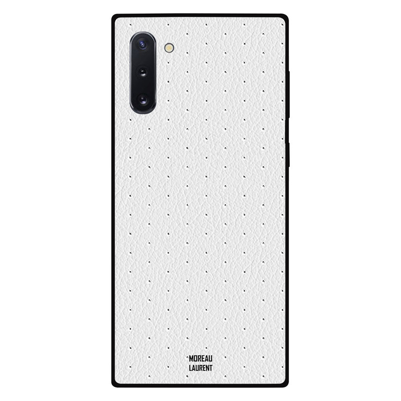 

Moreau Laurent Samsung Note 10 Mobile Phone Back Cover, Black Dots White Leather Pattern