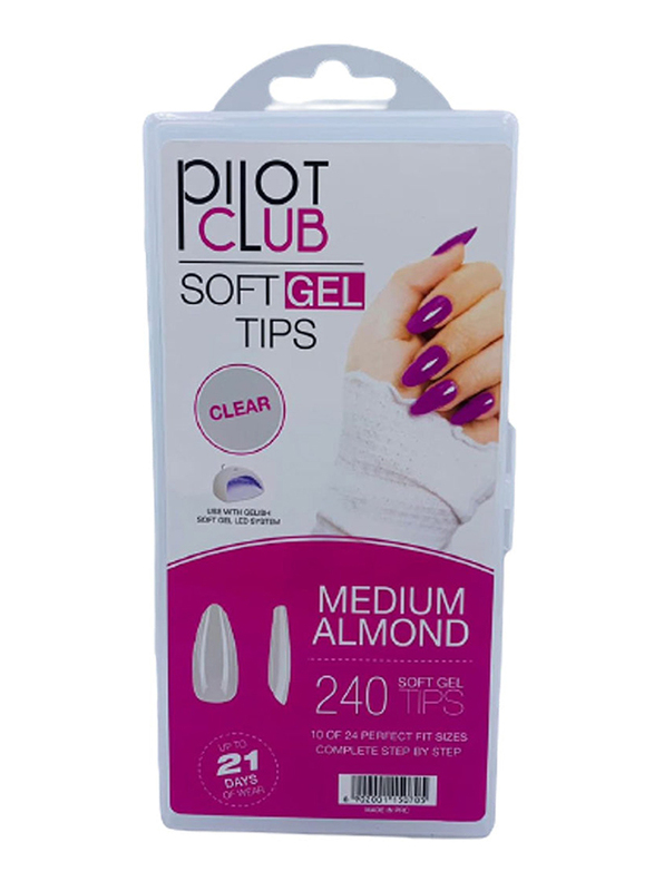 

Pilot Club Medium Almond Nail Soft Gel Tips Set, 240 Pieces, Clear
