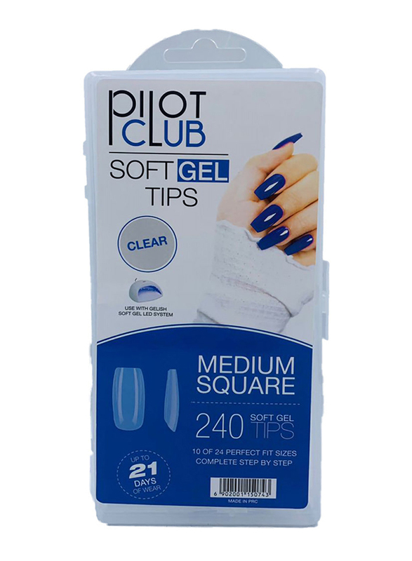 

Pilot Club Medium Square Nail Soft Gel Tips Set, 240 Pieces, Clear