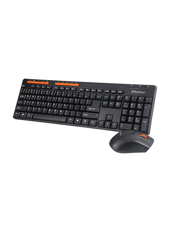 Meetion 4100 Multimedia Wireless English Keyboard and Mouse, Red/Black