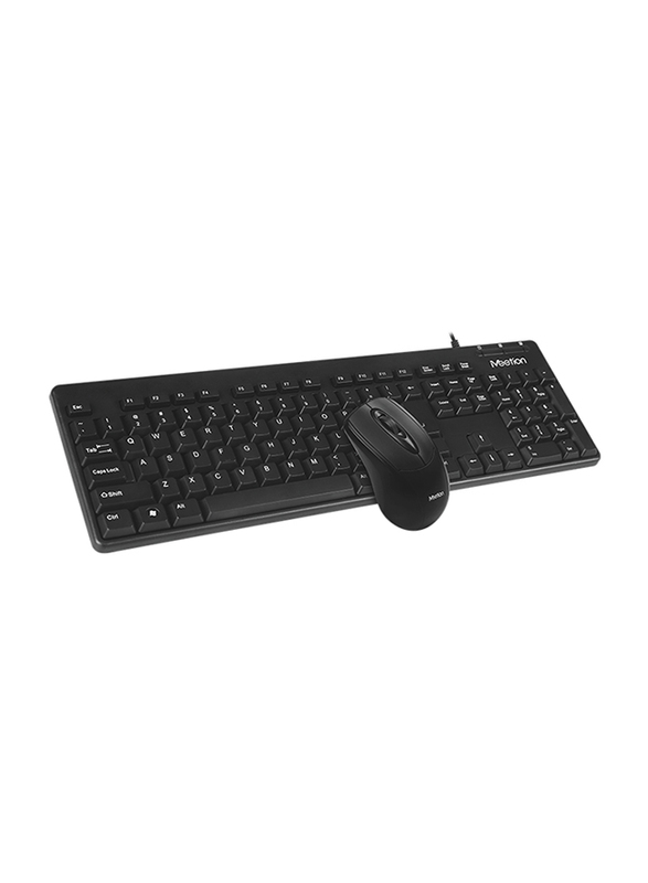 Meetion AT100 USB Wired English Keyboard and Mouse, Black