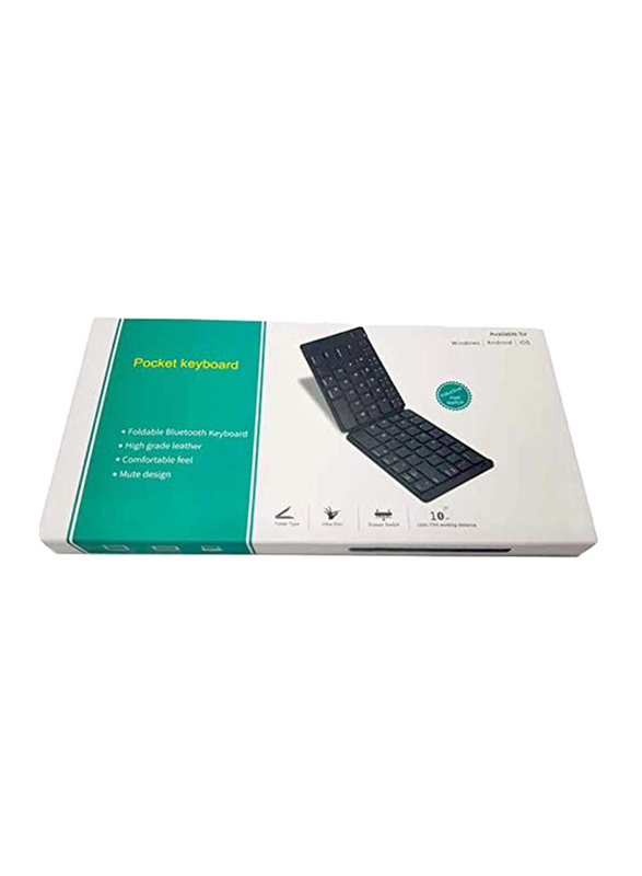 Generic Universal Wireless Bluetooth Folding Working Arabic/English Keyboard, Black