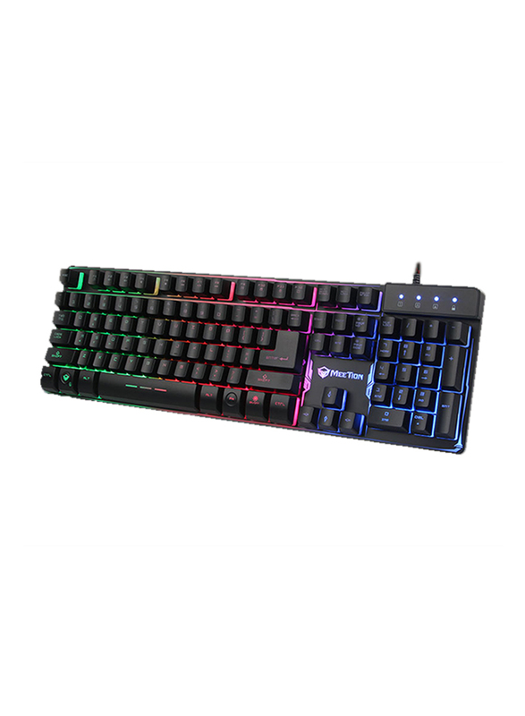 Meetion K9300 USB Rainbow Backlit Wired English Gaming Keyboard, Black