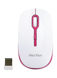Meetion R547 USB Wireless Optical Mouse, White/Pink