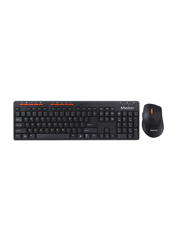 Meetion 4100 Multimedia Wireless English Keyboard and Mouse, Red/Black