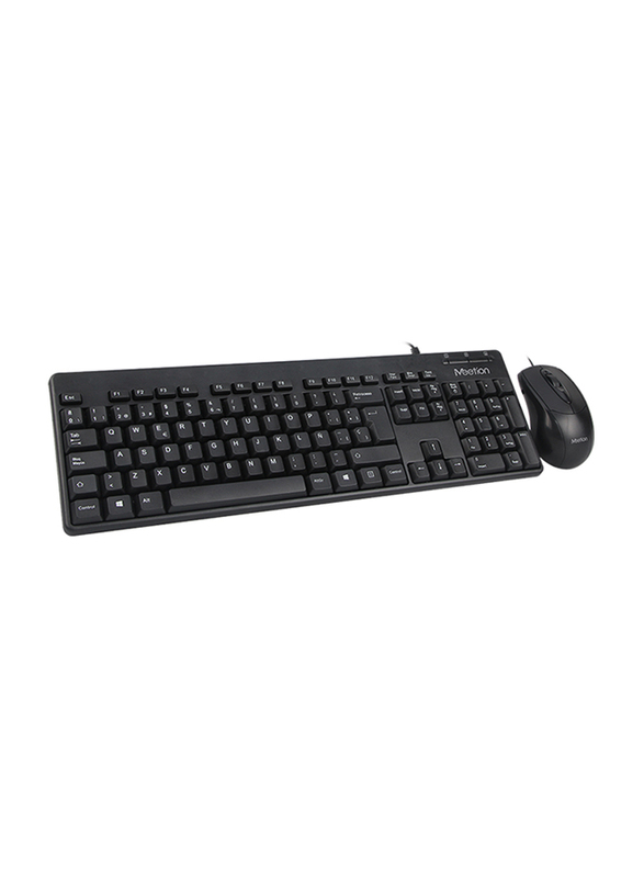 Meetion AT100 USB Wired English Keyboard and Mouse, Black