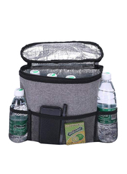 Car Seat Back Storage Cooler Warm Bag with Travel Holder and Multi Pocket Organizer, Grey