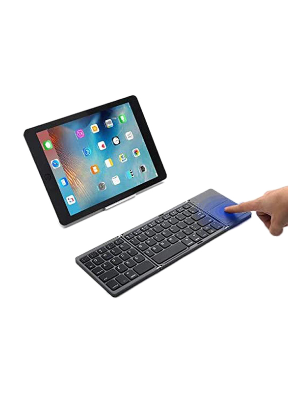 Wireless Folding English Keyboard for Tablet Mobile iOS/Android/Windows System, with Touchpad, Black