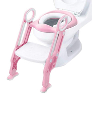 Meetion Potty Training Toilet Seat with Step Stool Ladder and Handles, Pink/White