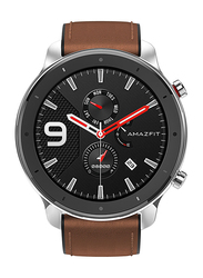 Amazfit GTR 47mm Smartwatch, GPS, Silver/Brown