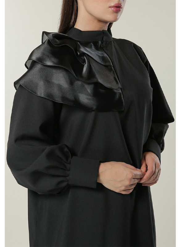 Moistreet Long Sleeve Princess Abaya, Small, Black
