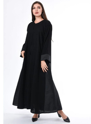 Moistreet Long Sleeve Abaya with Panel, Medium, Black