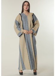 Moistreet Long Sleeve Colorblock Details Casual Abaya, Large, Multicolour