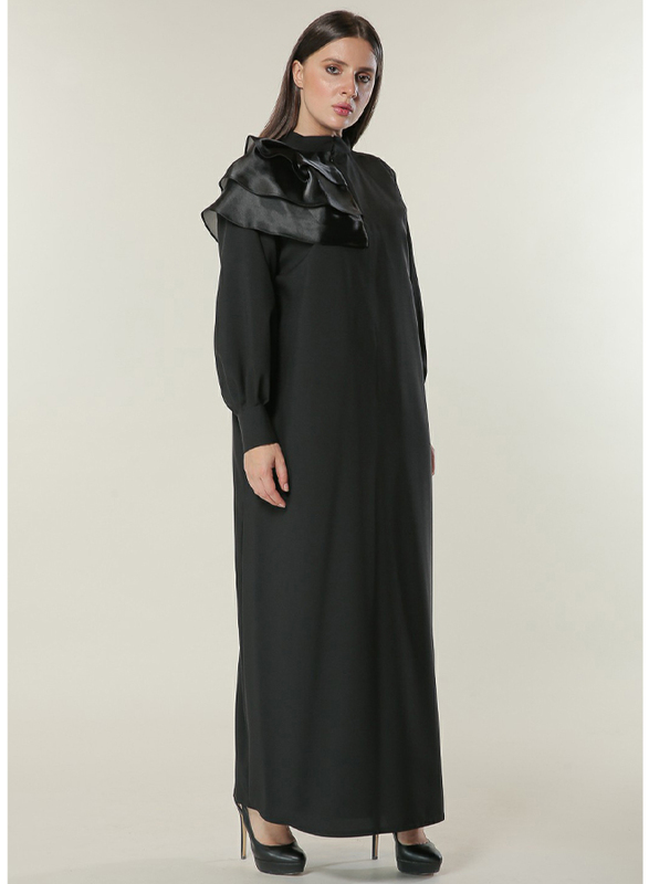 Moistreet Long Sleeve Princess Abaya, Small, Black
