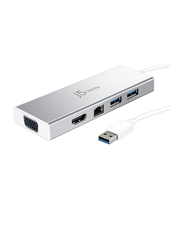

J5create USB 3.0 Mini Docking Station, Silver