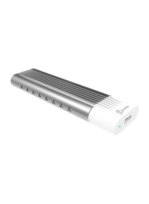 

j5create USB Type-C/Thunderbolt 3 to M.2 NVMe SSD Enclosure, JEE256, Grey/White