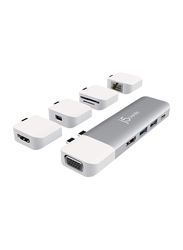 j5create Ultra Drive USB Type-C Multi-Display Modular Docking Station Kit, JCD389, Silver/White