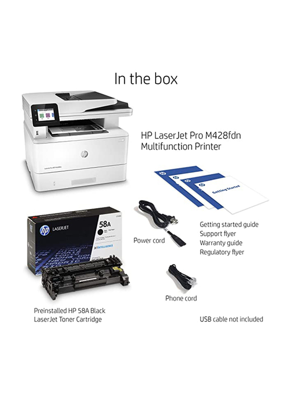 HP LaserJet Pro MFP M428FDW W1A30A All-in-One Printer, White
