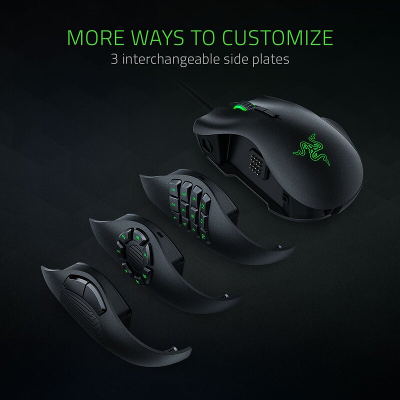 Razer Naga Trinity RZ01-02410100-R3M1 Wired Optical Multicolor Gaming Mouse, Black