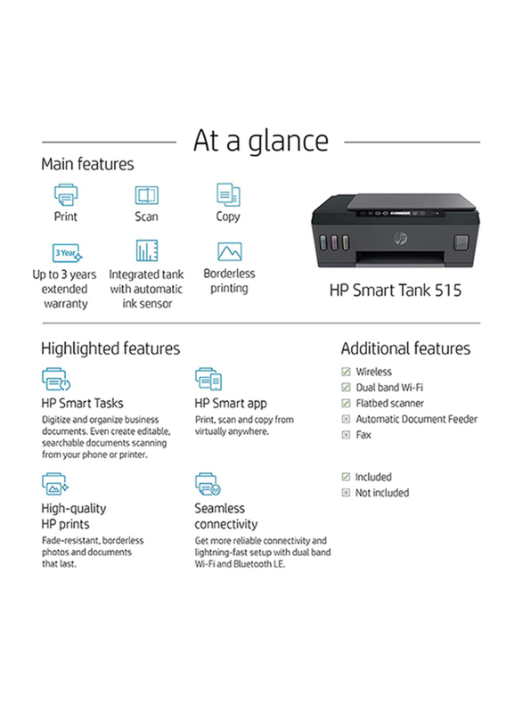 HP Smart Tank 515 Wireless 1TJ09A All-in-One Printer, Grey