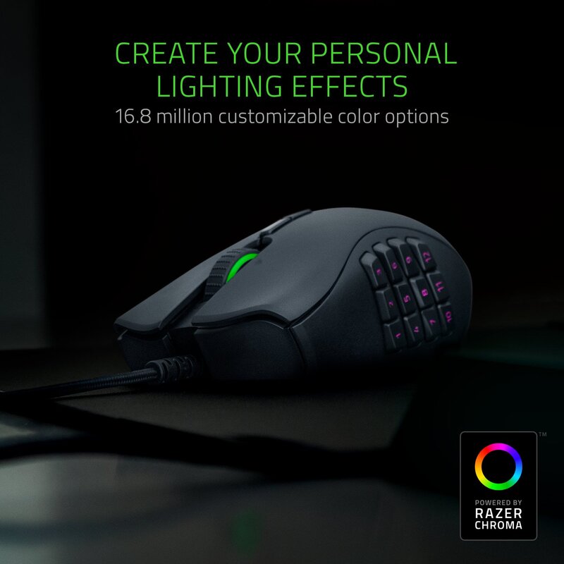 Razer Naga Trinity RZ01-02410100-R3M1 Wired Optical Multicolor Gaming Mouse, Black