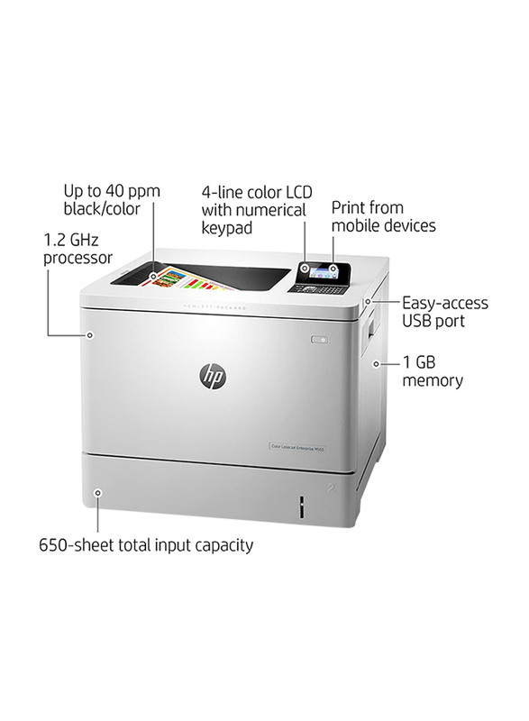 HP Color LaserJet Enterprise M553N B5L24A Laser Printer, White