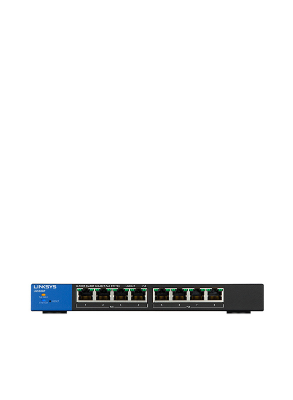 Linksys LGS308P 8Port Gigabit (8-Poe+ & Smart) Switch, Black