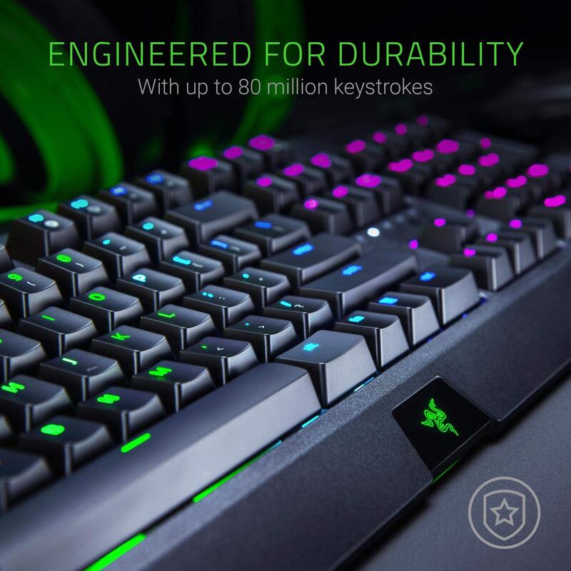 Razer Blackwidow RZ03-02860100-R3M1 Mechanical English Gaming Keyboard, with Razer Green Switches, Black