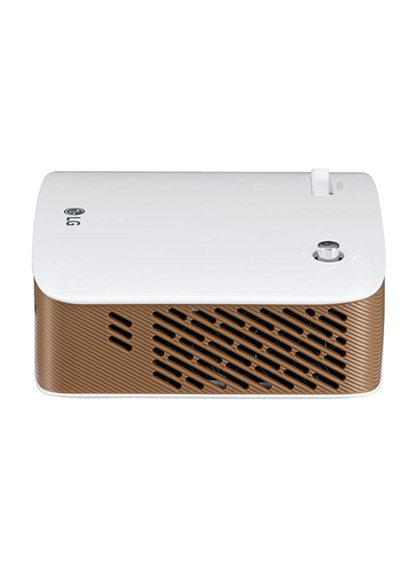 LG PH150 HD LCoS CineBeam Portable Projector, 130 Lumens, Wireless Screen Share/Bluetooth, White/Brown